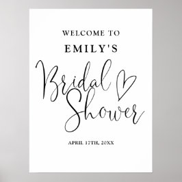 Póster Letrero de bienvenida para ducha de novia con guió
