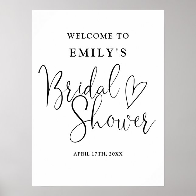 Póster Letrero de bienvenida para ducha de novia con guió (Frente)