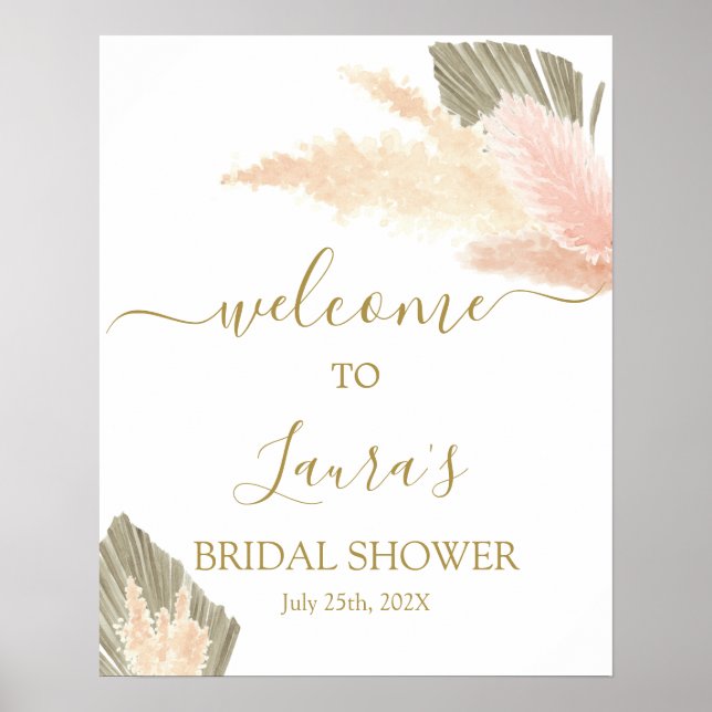 Póster Letrero de bienvenida para ducha de novia con hier (Frente)