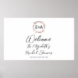 Póster Letrero de bienvenida para fiesta de boda con flor