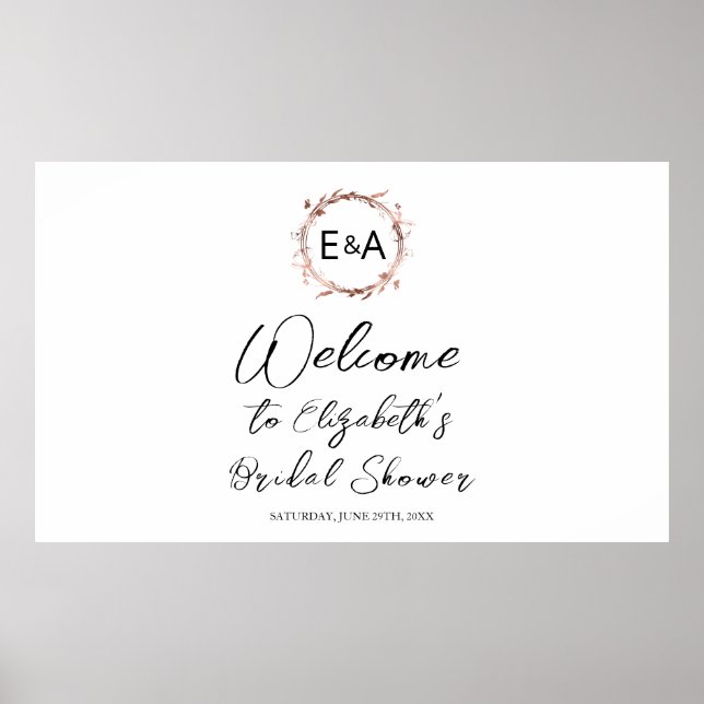 Póster Letrero de bienvenida para fiesta de boda con flor (Frente)