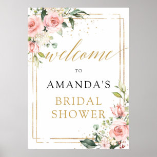 Póster Letrero de bienvenida para fiesta de boda floral r