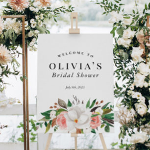 Póster Letrero de bienvenida para fiesta de boda floral v