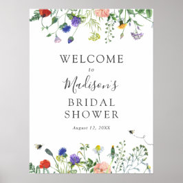 Póster Letrero de bienvenida para fiesta de bridal con fl