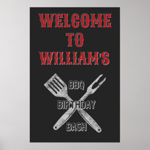 Póster Letrero de bienvenida para fiesta de cumpleaños co