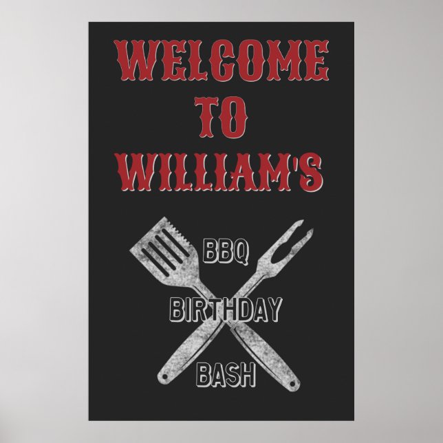 Póster Letrero de bienvenida para fiesta de cumpleaños co (Frente)