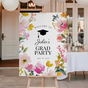 Póster Letrero de Bienvenida para Fiesta de Graduación Fl