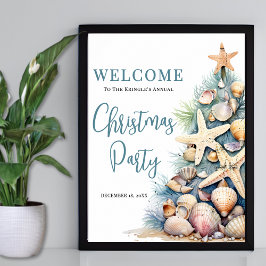 Póster Letrero de bienvenida para fiesta de Navidad en la