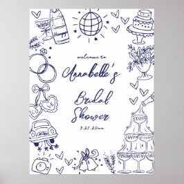 Póster Letrero de bienvenida para fiesta de novia pintado
