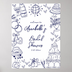Póster Letrero de bienvenida para fiesta de novia pintado