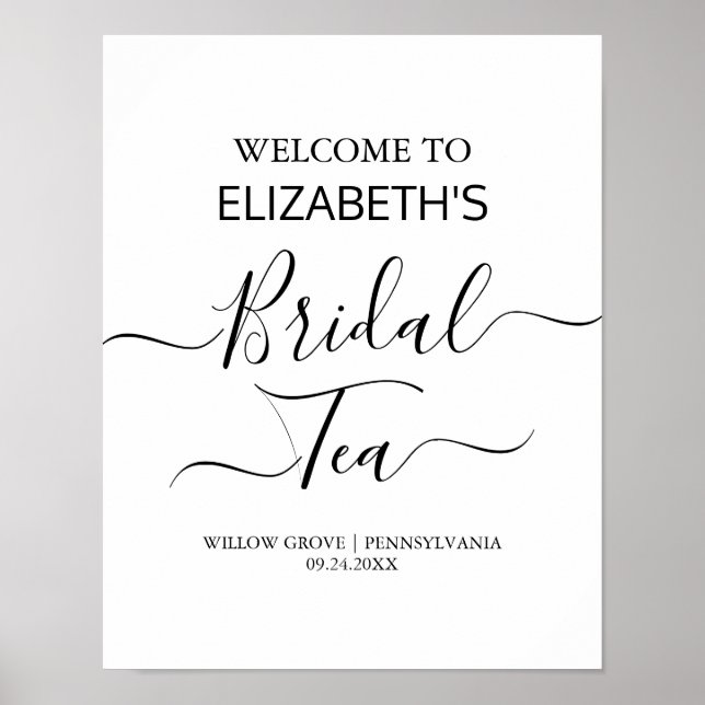 Póster Letrero de Bienvenida para Fiesta de Té Nupcial –  (Frente)