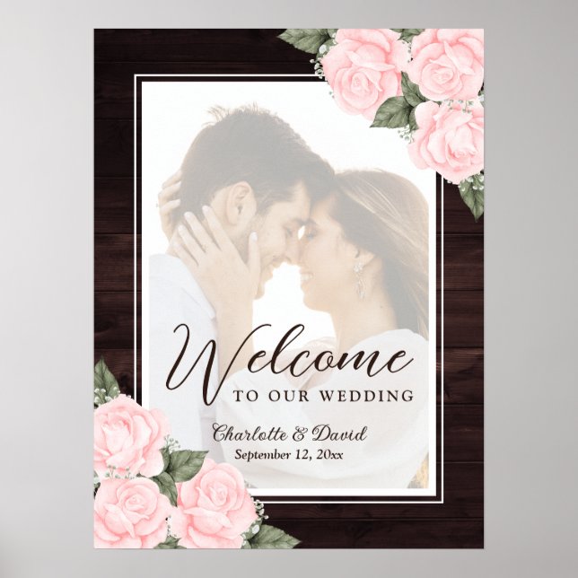 Póster Letrero de bienvenida para foto de boda con tono r (Frente)