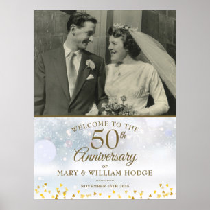Póster Letrero de bienvenida para foto de boda del 50 ani