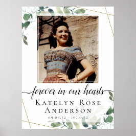 Póster Letrero de bienvenida para funeral con eucalipto e