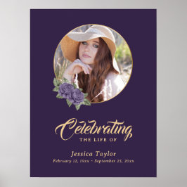 Póster Letrero de bienvenida para funeral con foto floral
