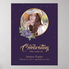 Póster Letrero de bienvenida para funeral con foto morado