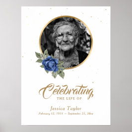 Póster Letrero de Bienvenida para Funeral Floral Dorado A