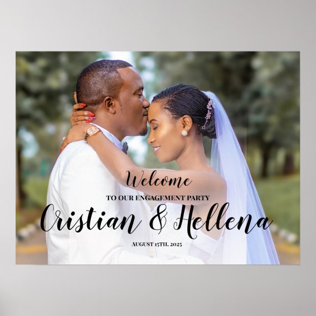 Póster Letrero de bienvenida para la fiesta de compromiso (Frente)