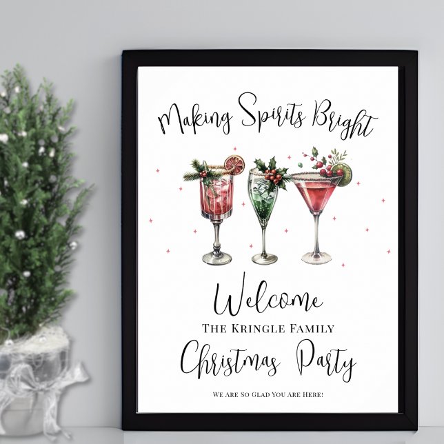 Póster Letrero de bienvenida para la fiesta de Navidad de (Festive Christmas Party Welcome Sign)