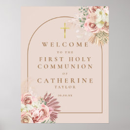 Póster Letrero de bienvenida para Primera Comunión con hi