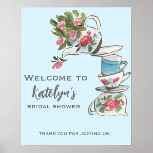Póster Letrero de bienvenida para té nupcial caprichoso