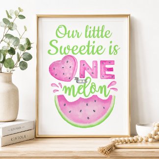 Póster Letrero de Bienvenida Personalizado Uno en un Meló