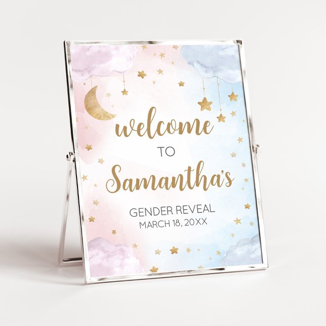 Póster Letrero de Bienvenida Revelación de Género Twinkle (Twinkle Little Star Gender Reveal Welcome Sign)