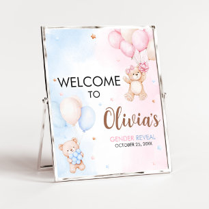 Póster Letrero de Bienvenida Revelación de Sexo con Globo
