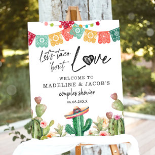 Póster Letrero de Bienvenida Taco Bout Love Fiesta Cactus
