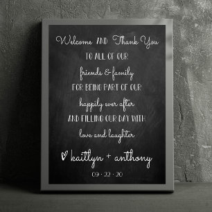 Póster Letrero de bienvenida y agradecimiento para boda c