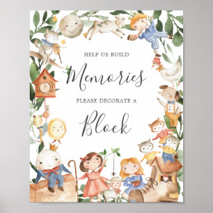 Póster Letrero de Bloque para Decorar Rimas Infantiles pa