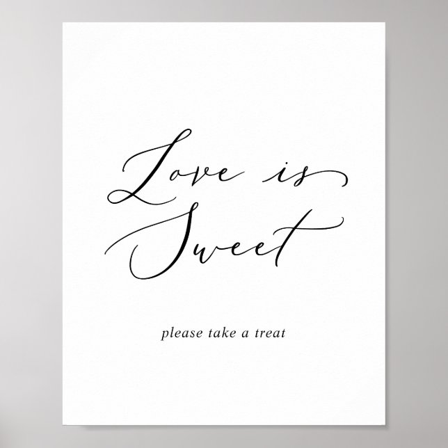 Póster Letrero de boda Amor es Dulce con Caligrafía Delic (Frente)