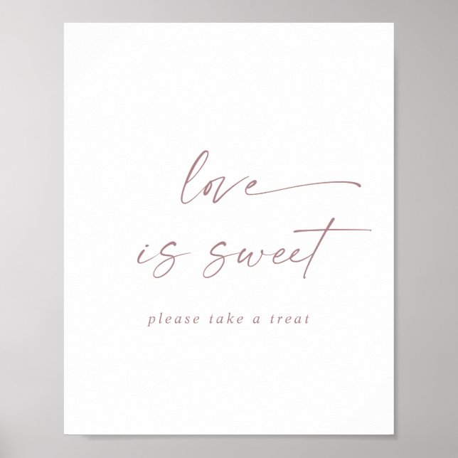 Póster Letrero de Boda Amor es Dulce Escritura Oro Rosa M (Frente)