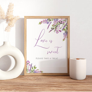 Póster Letrero de Boda Amor Lilac Rústico es Dulce