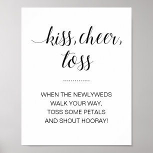 Póster Letrero de Boda Besos Aplausos Lanzamiento Flor Co