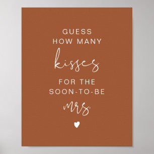 Póster Letrero de boda Boho Guess How Many Kisses de CILA