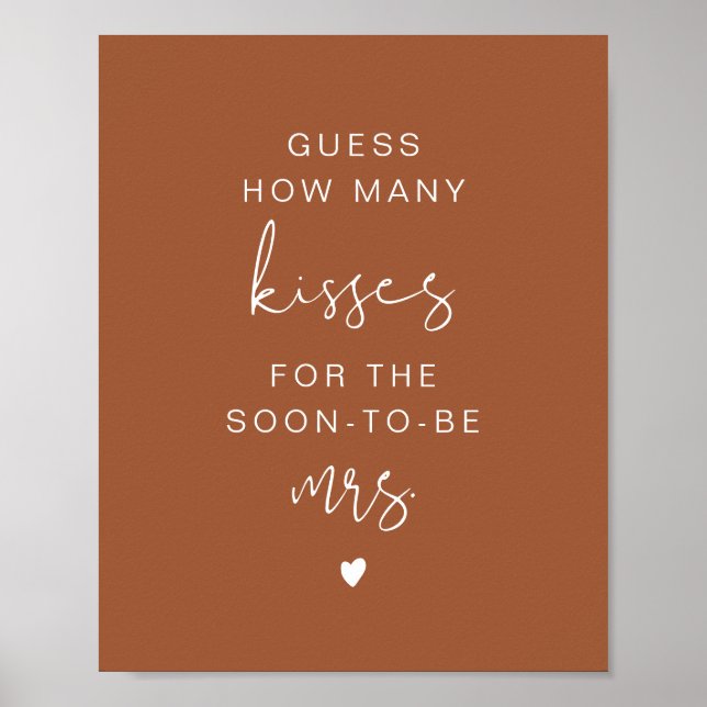 Póster Letrero de boda Boho Guess How Many Kisses de CILA (Frente)