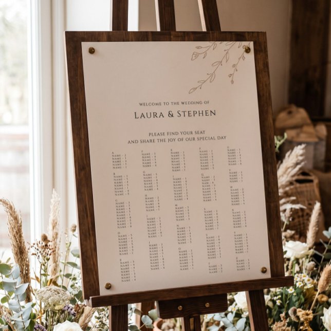 Póster Letrero de Boda Botánico Rústico Alfabético (Subido por el creador)