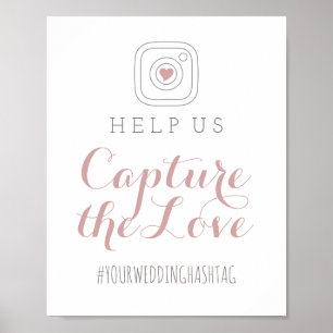 Póster Letrero de Boda Captura el Amor Dusty Rose