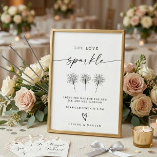 Póster Letrero de Boda Chic Moderno Deja que el Amor Bril
