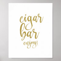 Letrero de Boda Cigar Bar Glitter Dorado 8x10