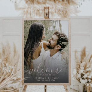 Póster Letrero de Boda con Caligrafía en Rosa Dorado Mode