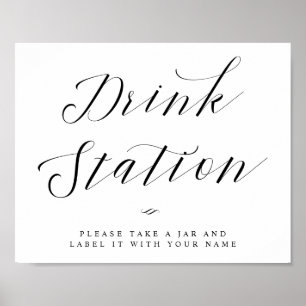 Póster Letrero de Boda con Letra Caligráfica Chic para Es
