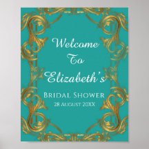 Letrero de Boda con Toques Turquesa y Dorado