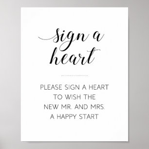 Póster Letrero de Boda Corazón Letrero Elegante