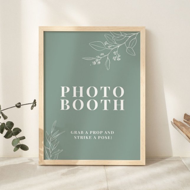 Póster Letrero de boda de cabina de fotos en verde salvia (Subido por el creador)