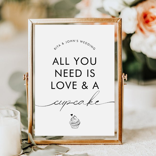 Póster Letrero de Boda de Cupcake de Postre Moderno Minim (Subido por el creador)