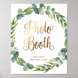 Póster Letrero de boda de eucalipto para cabina de fotos