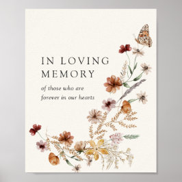 Póster Letrero de Boda de Flor Silvestre de Otoño Boho en