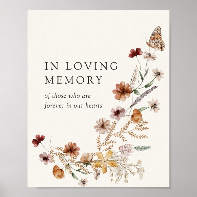 Póster Letrero de Boda de Flores Silvestres de Otoño Boho (Frente)